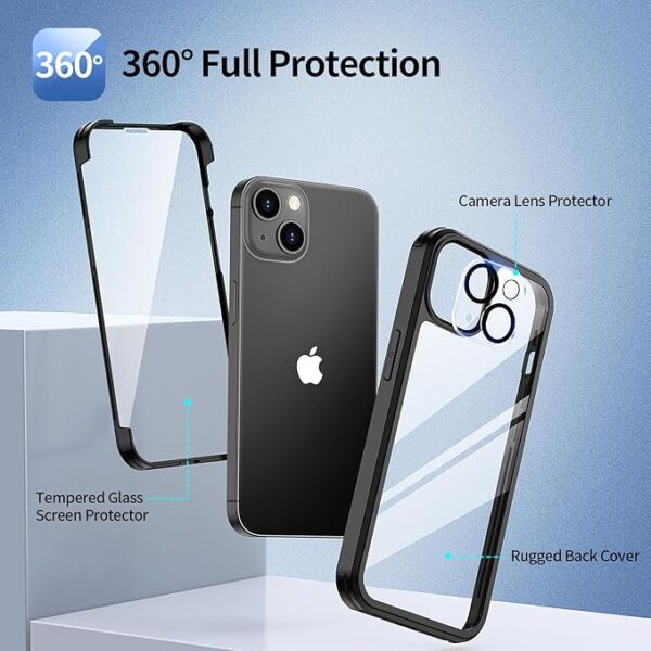 iPhone 15 Case 6.1 Inch, Full-Body Shockproof Case with Built-in Glass Screen - Image 4